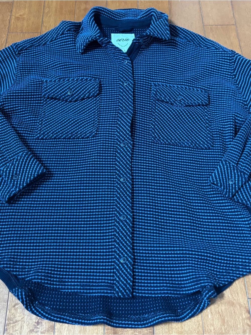 aerie Lumber Jane Women’s Small Oversized Waffle Knit Button-Down Casual Shirt
